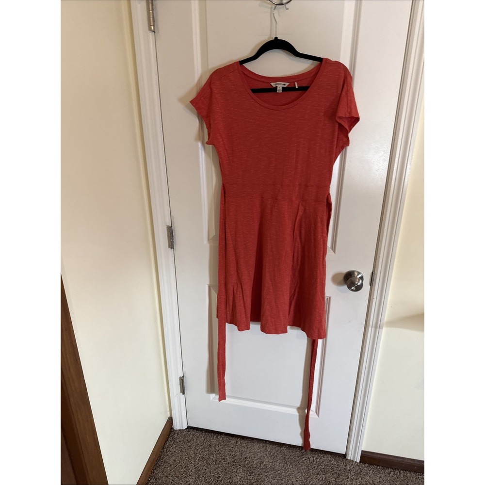 Toad & Co Womens Cue Wrap Orange Cafe Dress Size Medium Organic Cotton